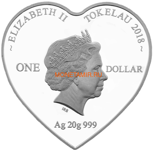  1  2018    (Tokelau 1$ 2018 Love Parrots Bird Heart Shaped)..000462256510/60 (,  1)