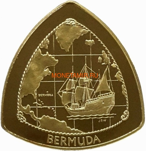 Бермуды 3х30 долларов 1996-1998 Бермудский Треугольник Корабли Компас Карта Набор 3 монеты (Bermuda 3х30$ 1996-1998 Gold Coins Set Bermuda Triangle Ships Compass Map).Арт.63 (фото, вид 5)