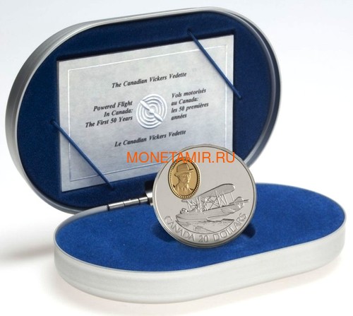  20  1994  Vedette  .  (Canada 20$ 1994 Aviation Series Vickers Vedette Wilfred T.Reid 1oz Silver Coin)..68 (,  2)