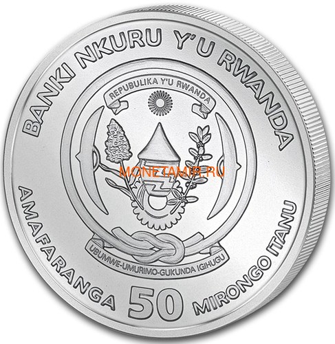 Руанда 50 франков 2019 Год Свиньи Лунный Календарь (2019 Rwanda 50 Francs Year of the Pig Lunar Ounce Silver Proof).Арт.69 (фото, вид 1)