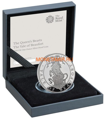 Великобритания 2 фунта 2019 Йейл Бофорт серия Звери Королевы (GB 2&#163; 2019 Queen's Beast Yale of Beaufort Silver Coin).Арт.67 (фото, вид 2)