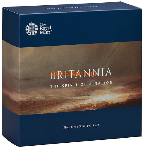 Великобритания 500 фунтов 2019 Британия (GB 500&#163; 2019 Britannia 5 Oz Gold Proof Coin).Арт.67 (фото, вид 3)