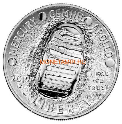 Соединенные Штаты Америки 1 доллар 2019 Высадка на Луну 50 лет Аполлон 11 Космос (2019 USA 1$ Apollo 11 Moon Landing 50th Anniversary Silver Coin Proof).Арт.002067855894/67 (фото, вид 1)