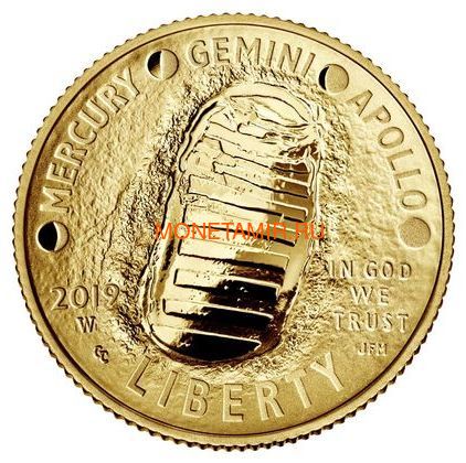    5  2019    50   11  (2019 USA 5$ Apollo 11 Moon Landing 50th Anniversary Gold Coin Proof)..002067855894/67 (,  1)