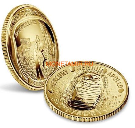    5  2019    50   11  (2019 USA 5$ Apollo 11 Moon Landing 50th Anniversary Gold Coin Proof)..002067855894/67 (,  2)