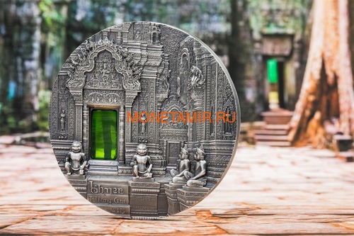 Палау 10 долларов 2019 Ангкор Кхмерская Архитектура серия Тиффани (Palau 10$ 2019 Angkor Tiffany Art 2 oz Silver Coin).Арт.67 (фото, вид 3)