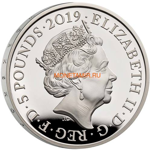 Великобритания 5 фунтов 2019 Королева Виктория 200 лет Корабль Паровоз Велосипед (GB 5&#163; 2019 200th Anniversary of the Birth of Queen Victoria Silver Proof Coin).Арт.67 (фото, вид 3)