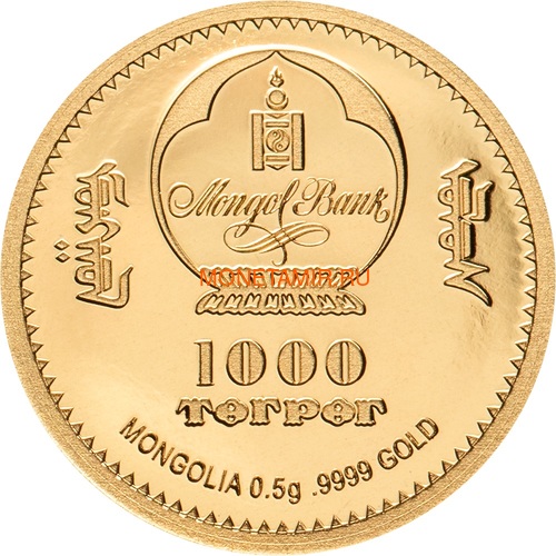  1000  2019        (Mongolia 1000T 2019 Mongolian Gobi Bear Wildlife Protection Gold Coin)..67 (,  1)