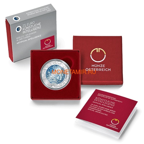 Австрия 25 евро 2019 Искусственный Интеллект (Austria 25 euro 2019 Artificial Intelligence Silver Niobium Coin).Арт.67 (фото, вид 2)