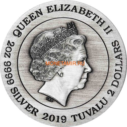  2  2019    (Tuvalu 2$ 2019 Alien 40th Anniversary 2oz Silver Antiqued Coin)..67 (,  1)