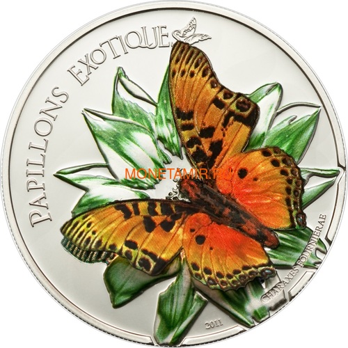  1000  2011      3D (Cameroon 1000 Francs 2011 Exotic Butterflies Charaxes Fournierae 3D Silver Coin)..000190534492/60 ()
