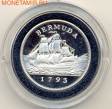Бермуды 2 доллара 1993. Корабль (фото)