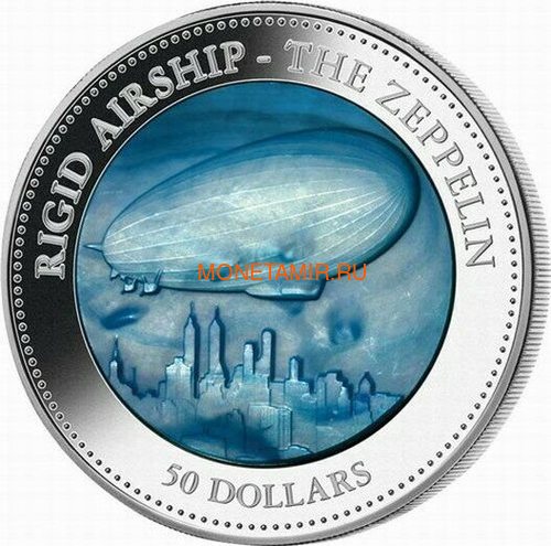   50  2013    (Cook Isl 50$ 2013 Rigid Airship The Zeppelin Mother of Pearl 5oz Silver Coin Proof)..002710858502/M ()