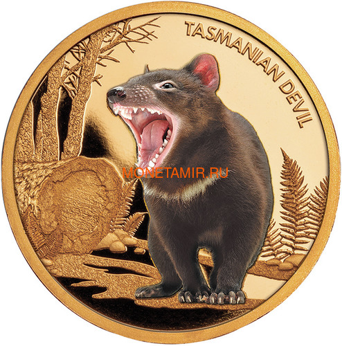 Ниуэ 100 долларов 2013 Тасманийский Дьявол Исчезающие Виды (Niue $100 2013 Tasmanian Devil Endangered 1oz Gold Proof Coin).Арт.4000Е/88 (фото)