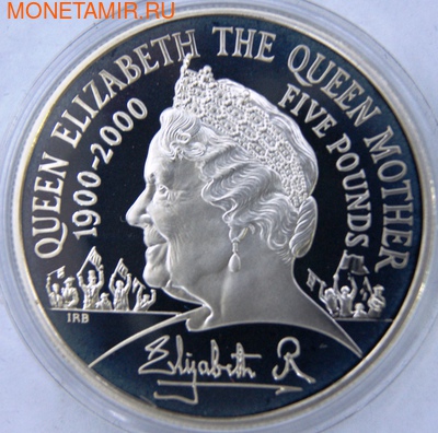 Великобритания 5 фунтов 2000. Королева-мать Елизавета. (фото)