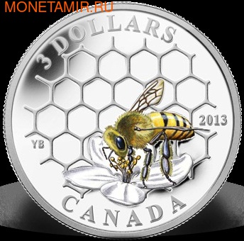 Канада 3 доллара 2013. Пчела и улей (фото)