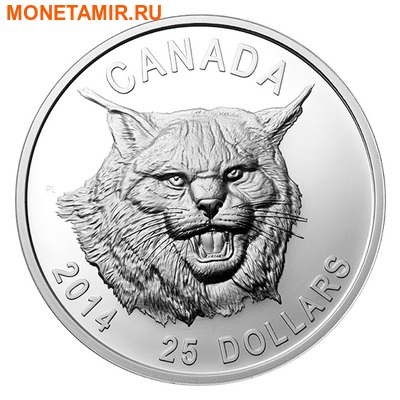 Канада 25 долларов 2014.Рысь (ультра-высокий рельеф). (фото)