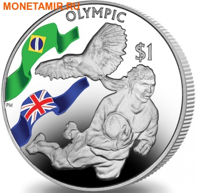 Британские Виргинские Острова 1 доллар 2016.Регби – Олимпийские Игры в Бразилии.Арт.60 (фото)