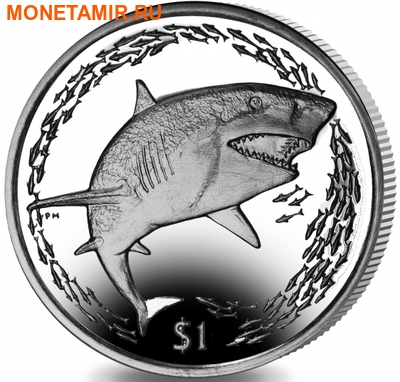 Британские Виргинские Острова 1 доллар 2016.Лимонная акула.Арт.60 (фото)