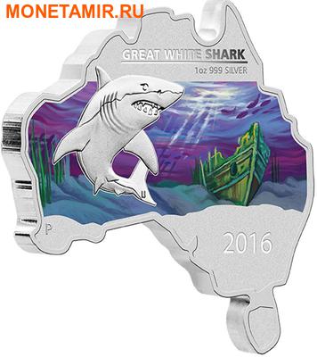 Австралия 1 доллар 2016.Большая Белая Акула серия Карта Австралии.Арт.60 (фото)