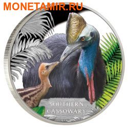 Тувалу 1 доллар 2016 Птица Южный Казуар серия Исчезающие виды.Арт.60 (фото)
