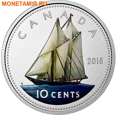 Канада 10 центов 2016.Шхуна Блюноуз серия Большие монеты.Арт.60 (фото)