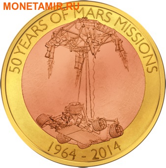 Самоа 1 доллар 2014.50 лет миссии на Марс.Космос.Летающая монета.(50 Years of Mars Mission).Арт.60 (фото)