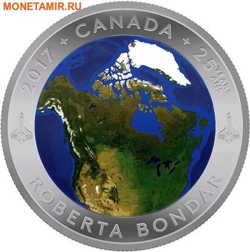 Канада 25 долларов 2016.Канада из Космоса (Выпуклая форма).Арт.60 (фото)