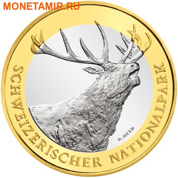 Швейцария 10 франков 2009.Олень (Red deer) – Швейцарский национальный парк.Арт.60 (фото)