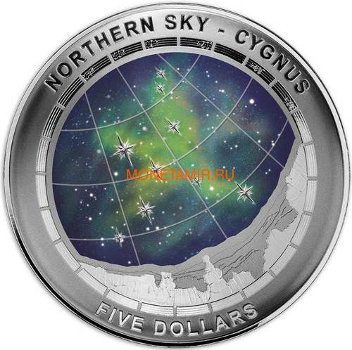 Австралия 5 долларов 2016 Созвездие Лебедь Северное Полушарие Выпуклая (Australia 5$ 2016 Northern Sky Cygnus Domed 1oz Silver Coin).Арт.60 (фото)