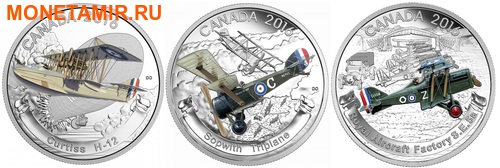 Канада 3х20 долларов 2016.Самолеты Первой Мировой войны.Арт.60 (фото)