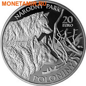 Словакия 20 евро 2010.Волки – Национальный парк Полонины.Арт.60 (фото)
