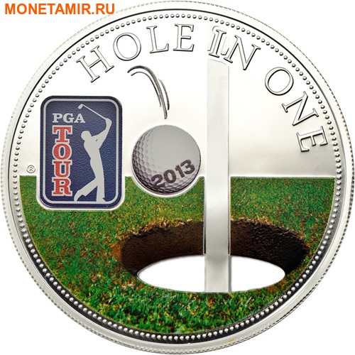 Острова Кука 5 долларов 2013 Гольф - PGA TOUR (Лунка).Арт.000416245189/60 (фото)