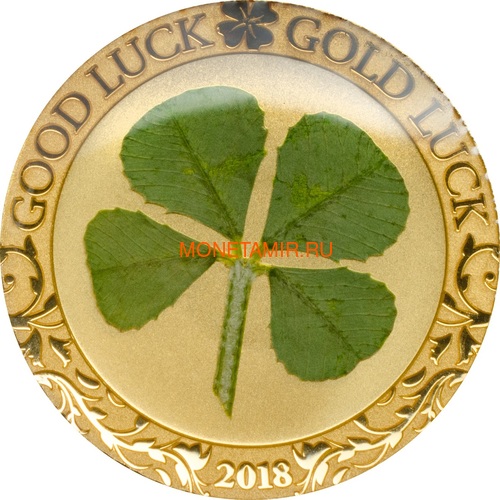 Палау 1 доллар 2018 Клевер На удачу (Palau 1$ 2018 Good Luck 4-leaf clover).Арт.60 (фото)