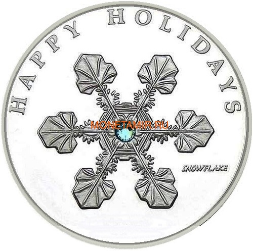 Палау 1 доллар 2006 Снежинка – Рождественские праздники (Palau 1$ 2006 Happy holidays Snowflake Swarovski).Арт.000227513413/60 (фото)