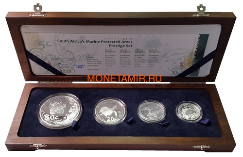   85  2013            4  (South Africa 85c 2013 Marine Areas 4 coin Prestige Set)..002201444026/60 ()