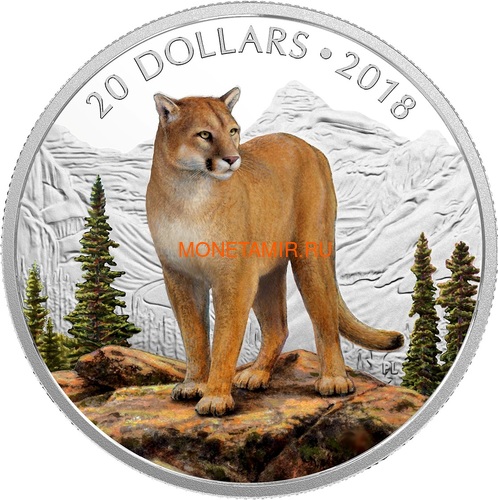 Канада 20 долларов 2018 Пума Величественные Животные (Canada 20C$ 2018 Courageous Cougar).Арт.000441155503/60 (фото)
