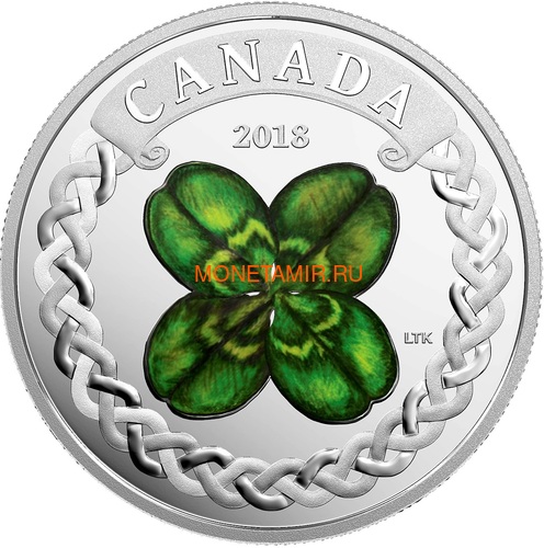 Канада 20 долларов 2018 Клевер (Canada 20C$ 2018 Lucky Four Leaf Clover).Арт.000441155497/60 (фото)