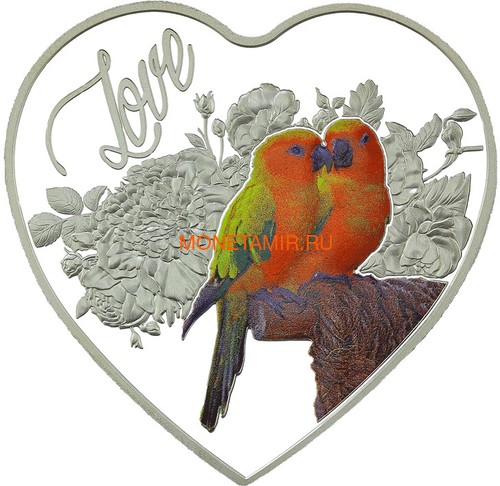  1  2018    (Tokelau 1$ 2018 Love Parrots Bird Heart Shaped)..000462256510/60 ()