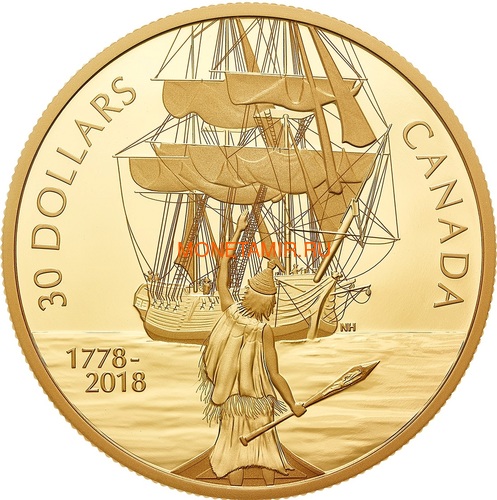  30  2018   (Canada 30$ 2018 HMS Resolution 2 oz Pure Silver Gold Plated)..60 ()
