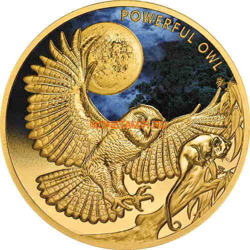  100  2018  (Niue 2018 100$ Endangered & Extinct Powerful Owl 1oz Pure Gold Proof)..011624655579 ()