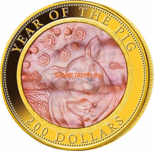   200  2019      (Cook Isl 2019 200$ Year of the Pig Mother of Pearl 5Oz Gold Proof)..002960955591/65 ()