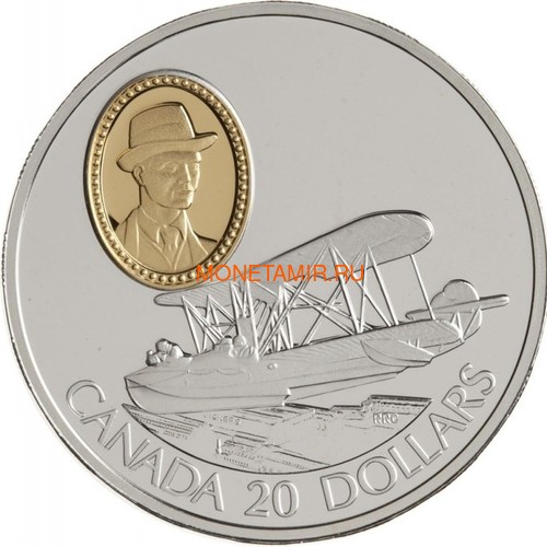 Канада 20 долларов 1994 Виккерс Vedette Уилфред Т.Рейд Авиация (Canada 20$ 1994 Aviation Series Vickers Vedette Wilfred T.Reid 1oz Silver Coin).Арт.68 (фото)