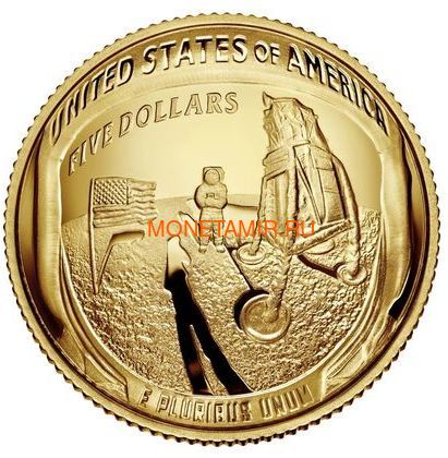    5  2019    50   11  (2019 USA 5$ Apollo 11 Moon Landing 50th Anniversary Gold Coin Proof)..002067855894/67 ()