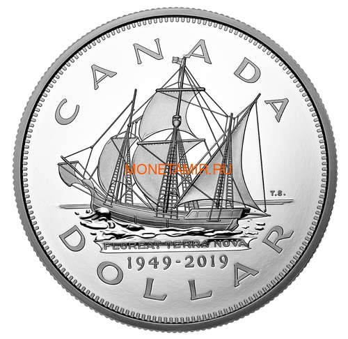 Канада доллар 2019 Корабль Мэтью Ньюфаундленд 70 лет Вхождение в Состав Канады (Canada Dollar 2019 70th Anniversary of Newfoundland Joining Canada Matthew Ship 5 oz Silver Coins).Арт.67 (фото)