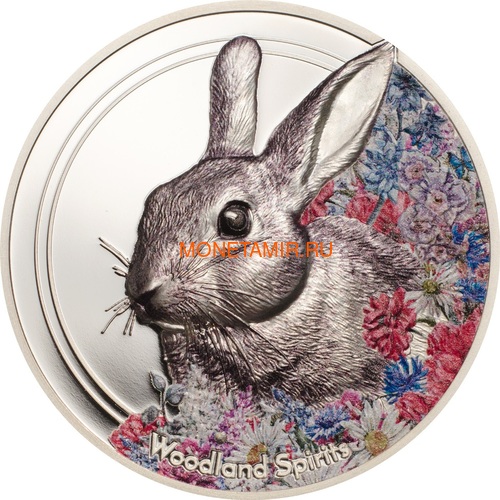 Монголия 500 Тугриков 2019 Заяц серия Woodland Spirits (Mongolia 500T 2019 Woodland Spirits Rabbit 1 oz Silver Coin).Арт.000392857126/65 (фото)