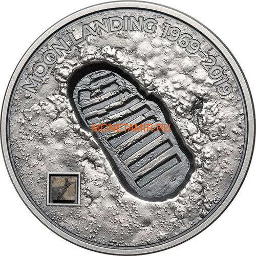   5  2019      ( Cook Islands 5$ 2019 Moon Landing Footprint Meteorite 1 Oz Silver Coin)..000950657847/65 ()