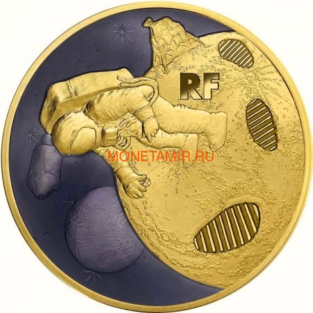Франция 200 евро 2019 Высадка на Луну 50 лет Космос (France 200E 2019 Moon Landing 50th Anniversary 1 oz Gold Coin).Арт.67 (фото)