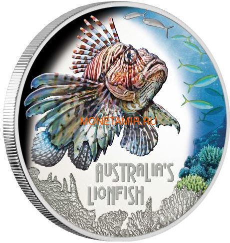 Тувалу 1 доллар 2019 Рыба Крылатка серия Смертельно Опасные (Tuvalu 1$ 2019 Deadly and Dangerous LionFish 1Oz Silver Coin).Арт.92 (фото)