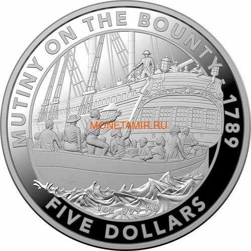 Австралия 5 долларов 2019 Мятеж на Баунти Корабль (Australia 5$ 2019 Mutiny on the Bounty Ship 1 oz Silver Coin).Арт.65 (фото)